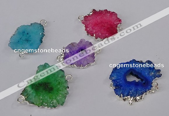 NGC1082 15*20mm - 30*35mm freeform druzy agate connectors wholesale