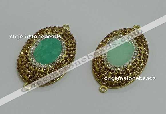 NGC1168 25*35mm oval Australia chrysoprase connectors wholesale