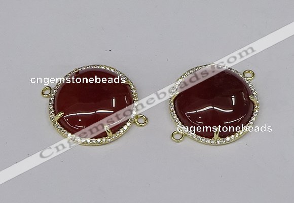 NGC1215 30mm flat round agate gemstone connectors wholesale