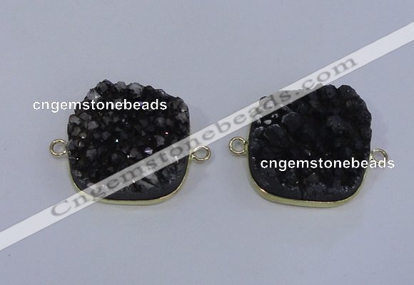 NGC1502 25*25mm square druzy quartz gemstone connectors wholesale