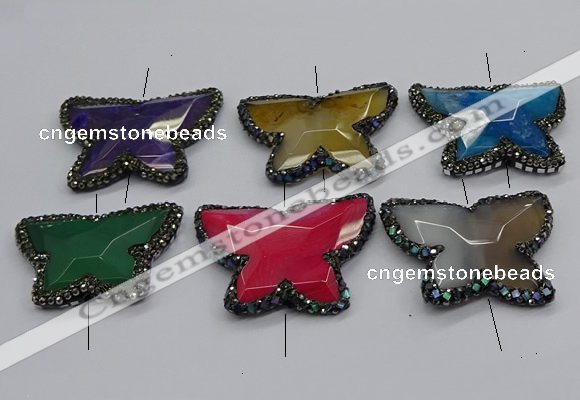 NGC1750 35*45mm - 35*50mm butterfly agate gemstone connectors