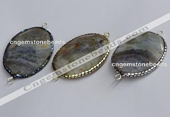 NGC1828 35*50mm oval agate gemstone connectors wholesale