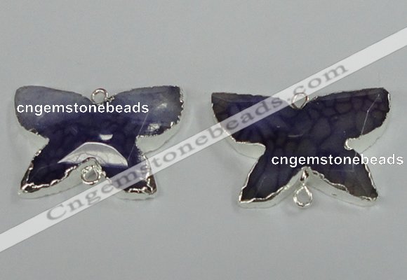 NGC310 22*30mm carved butterfly agate gemstone connectors