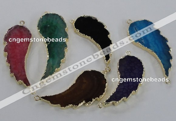 NGC324 18*40mm - 22*55mm wing-shaped agate gemstone connectors