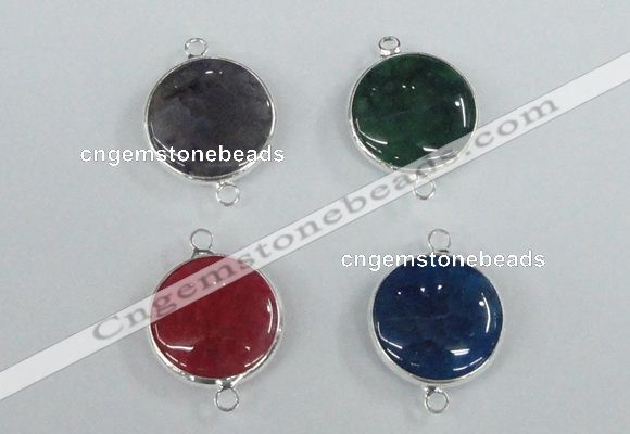 NGC390 18mm flat round agate gemstone connectors wholesale