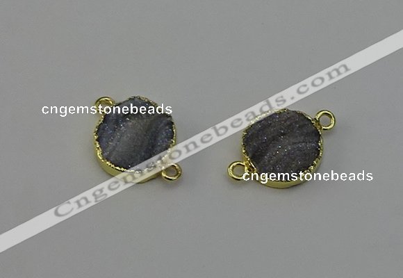 NGC5179 15mm - 16mm coin druzy agate gemstone connectors