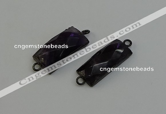 NGC5199 12*30mm - 15*30mm faceted rectangle amethyst connectors