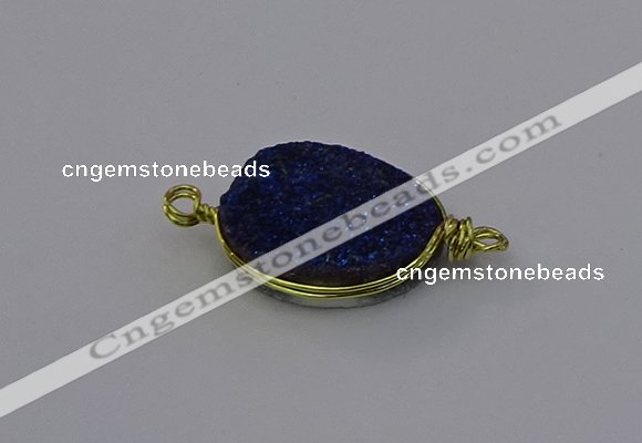 NGC5620 15*20mm oval plated druzy quartz connectors wholesale