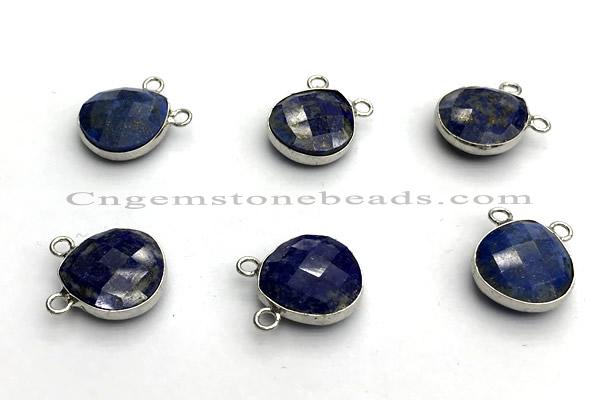 NGC7076 14mm faceted flat teardrop lapis lazuli connectors