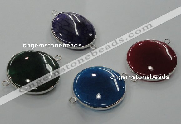 NGC78 30mm flat round agate gemstone connectors wholesale