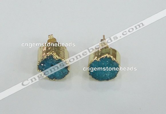 NGE115 12mm - 14mm freeform druzy quartz gemstone earrings