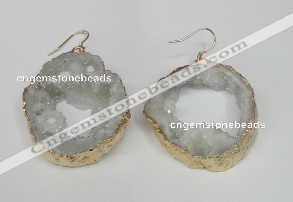 NGE28 30*35mm - 35*40mm freeform plated druzy agate earrings