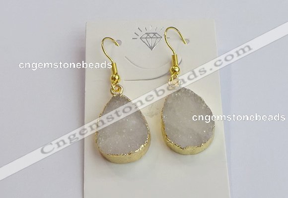 NGE400 15*20mm teardrop druzy agate gemstone earrings wholesale