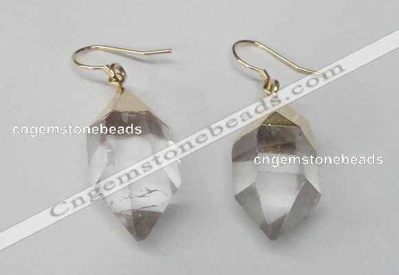 NGE43 12*20mm - 15*25mm faceted nuggets white crystal earrings