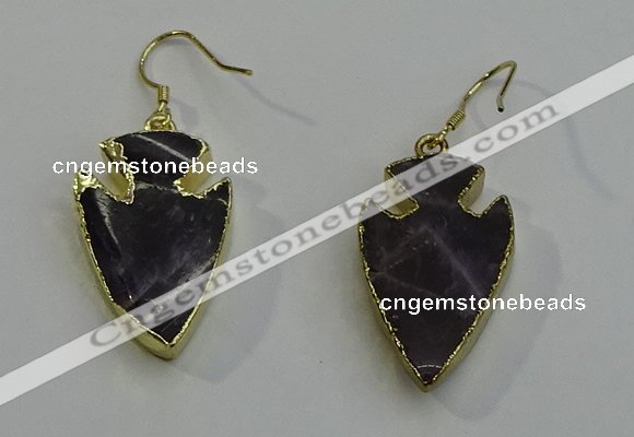 NGE5004 18*25mm - 20*30mm arrowhead amethyst earrings