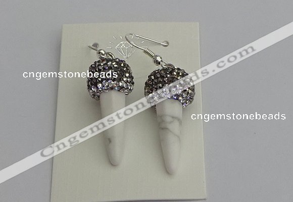 NGE5161 10*30mm faceted cone white howlite turquoise earrings