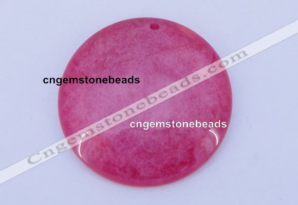 NGP170 2pcs 45mm flat round dyed white jade gemstone pendants