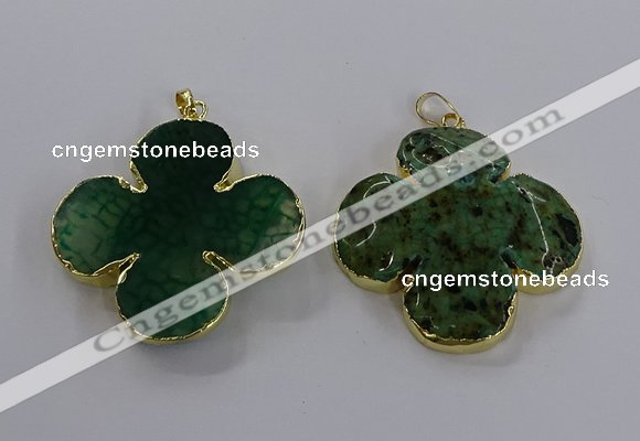 NGP3337 43*45mm - 45*47mm flower agate gemstone pendants