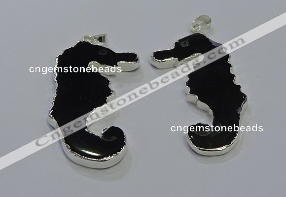 NGP3654 22*58mm - 25*55mm seahorse agate gemstone pendants