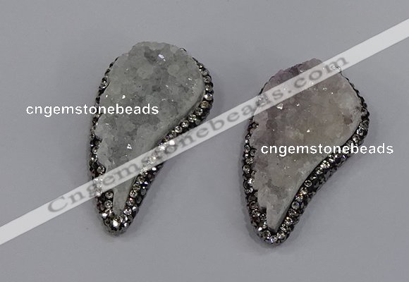 NGP4313 20*40mm - 25*50mm wing-shaped druzy quartz pendants