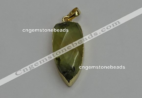 NGP6119 12*35mm - 15*40mm arrowhead green rutilated quartz pendants