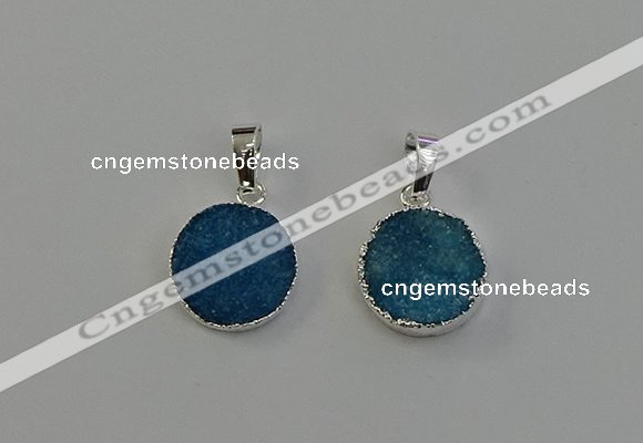 NGP6513 15mm - 16mm coin druzy agate pendants wholesale