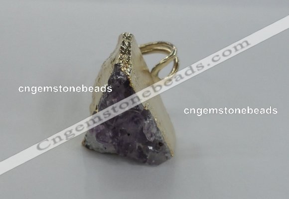 NGR137 25*30mm triangle plated druzy amethyst rings wholesale