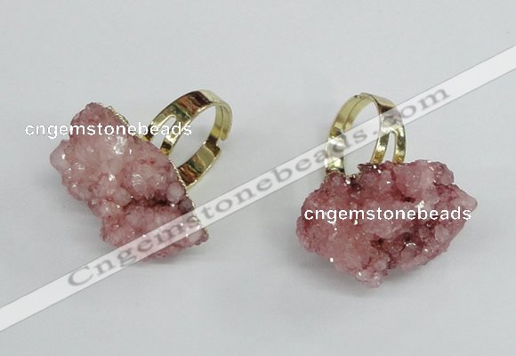 NGR16 18*25mm - 25*30mm nuggets plated druzy quartz rings