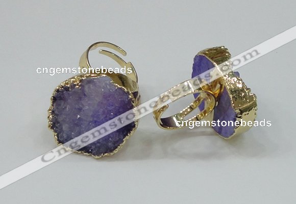 NGR160 22*30mm - 25*30mm freeform druzy agate rings wholesale