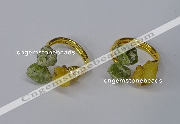 NGR212 5*8mm - 6*10mm freeform druzy agate & peridot rings wholesale