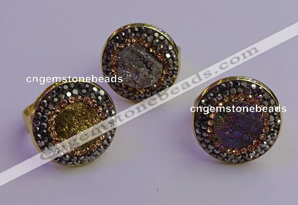 NGR2150 20mm - 22mm coin plated druzy agate gemstone rings