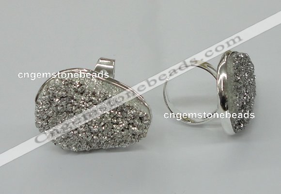 NGR60 25*30mm - 30*40mm freeform plated druzy agate rings