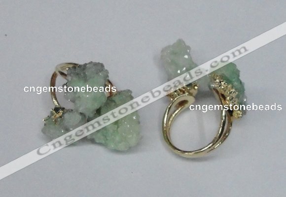 NGR98 15*20mm - 20*25mm nuggets plated druzy quartz rings